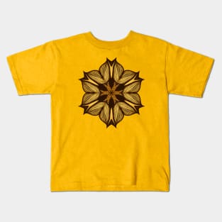 Yellow Flower Abstract Art In Ink Kids T-Shirt